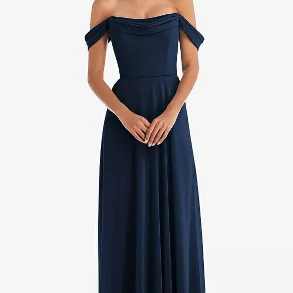 SIZE 22W NWT Dessy Collection Off the Shoulder Draped Neckline Maxi Dress